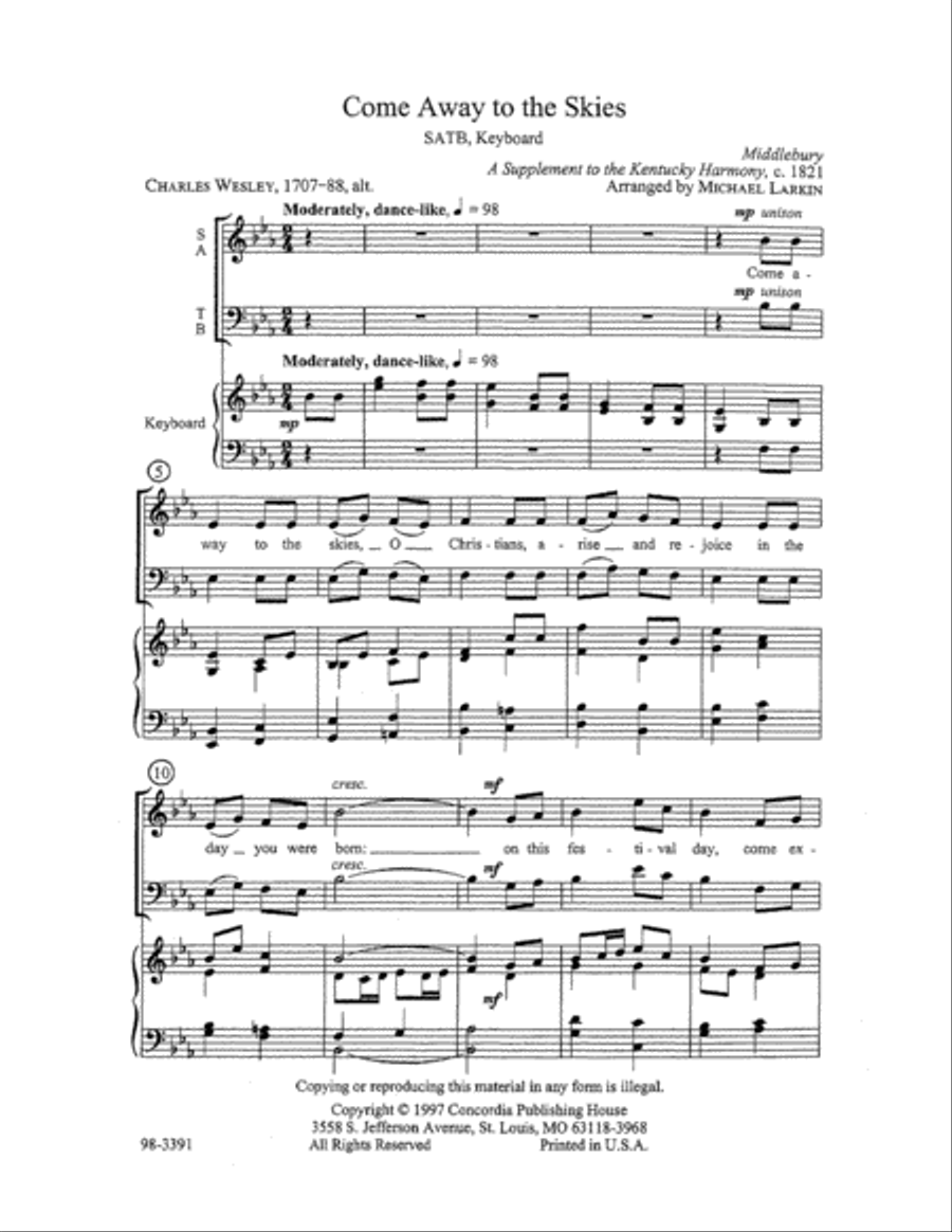 Come Away to the Skies (Larkin) Choir scores gallery preview page 2