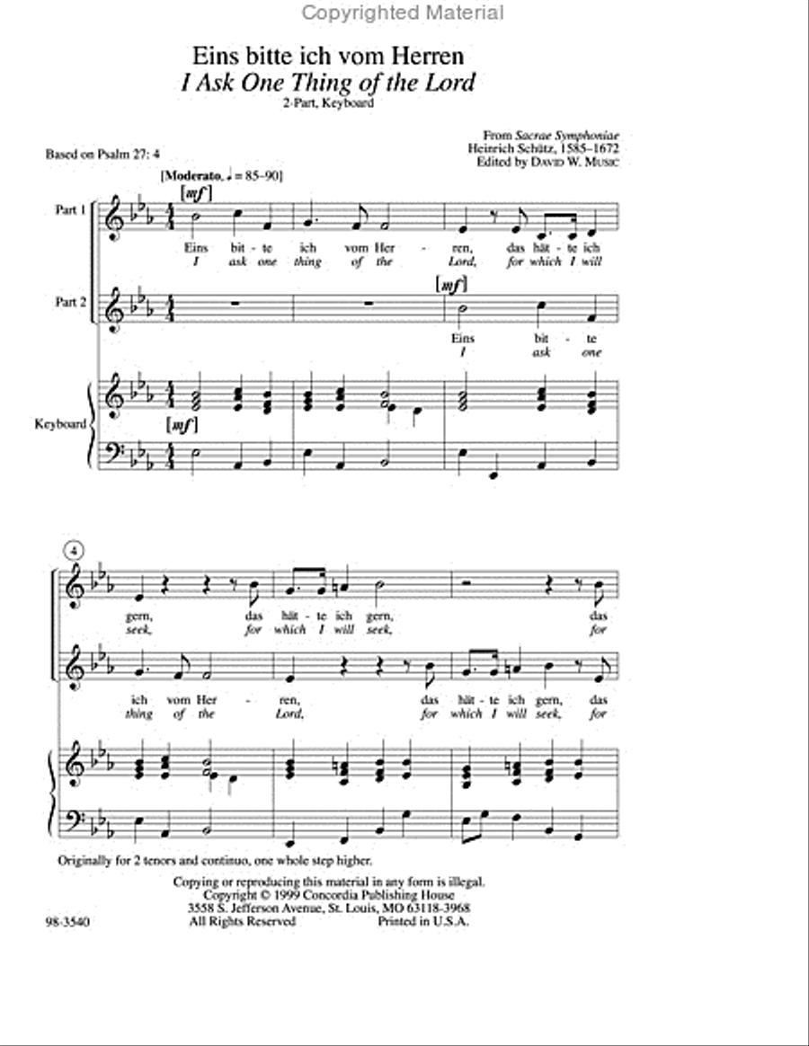 I Ask One Thing of the Lord / Eins bitte ich vom Herren Choir scores gallery preview page 2