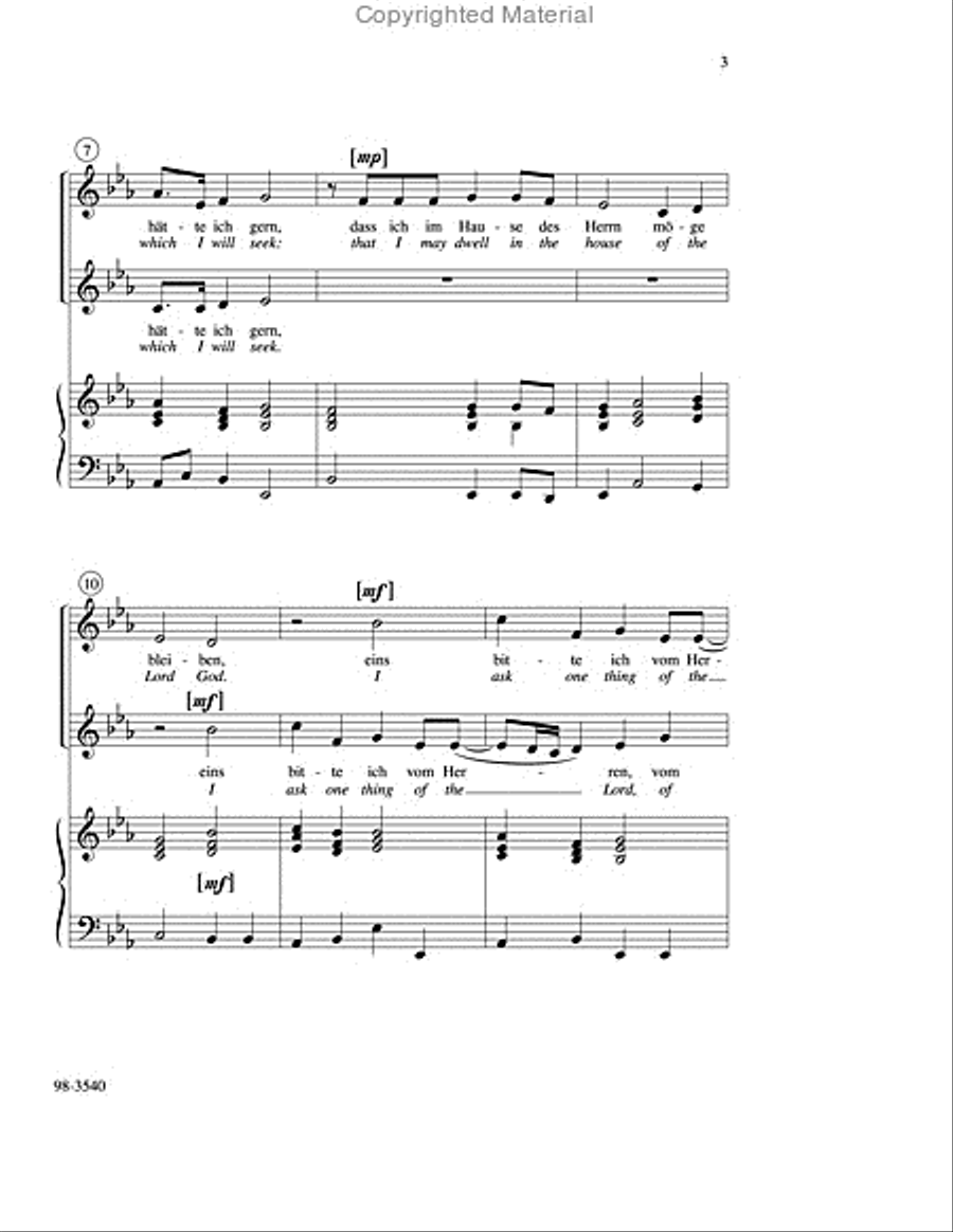 I Ask One Thing of the Lord / Eins bitte ich vom Herren Choir scores gallery preview page 3