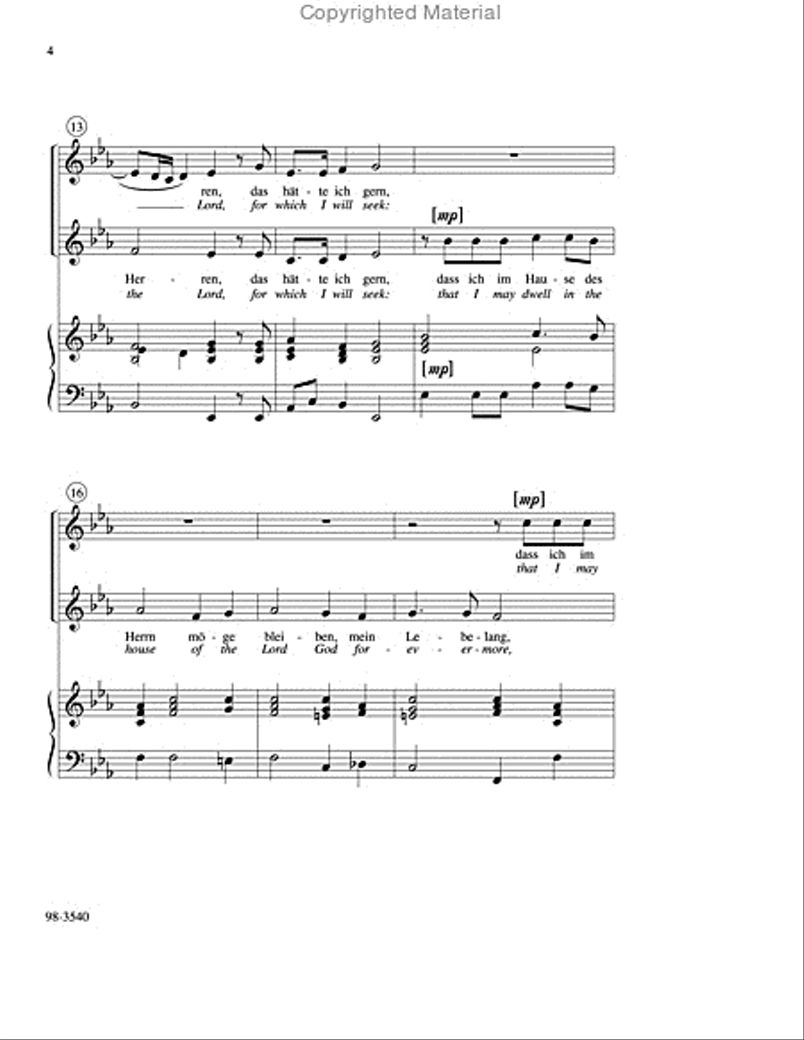 I Ask One Thing of the Lord / Eins bitte ich vom Herren Choir scores gallery preview page 4