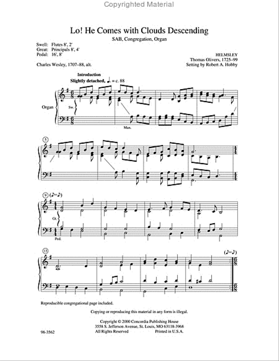 Lo, He Comes with Clouds Descending (Hobby) Choir scores gallery preview page 2
