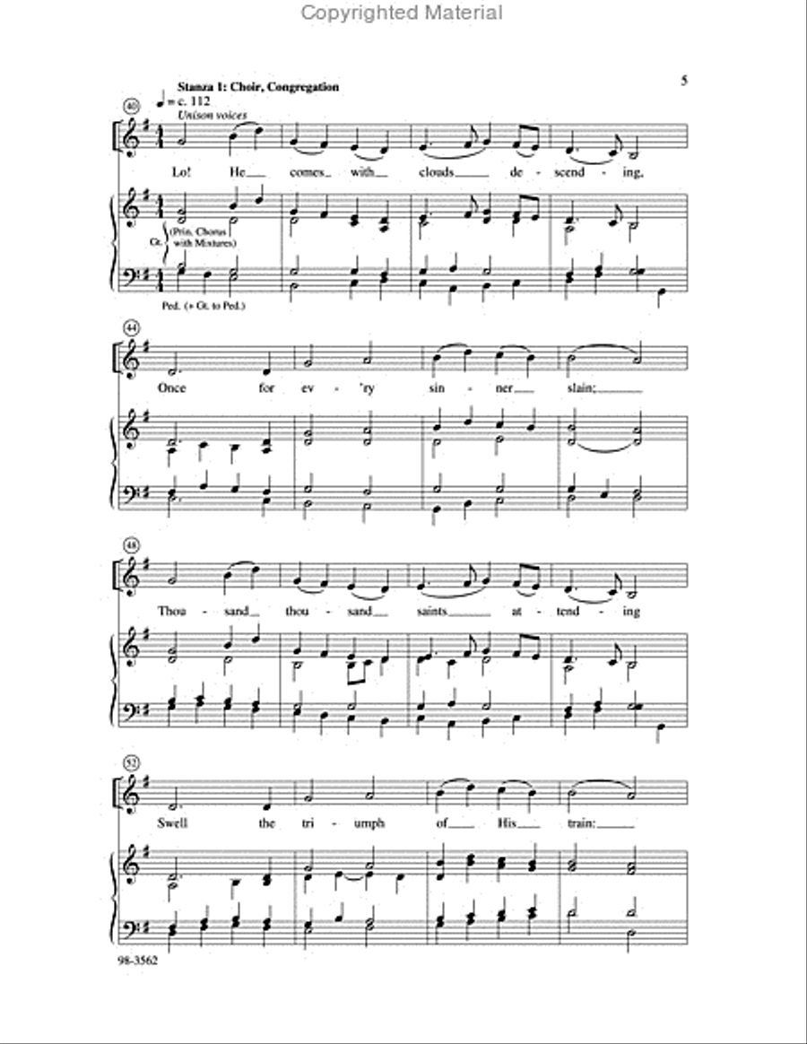 Lo, He Comes with Clouds Descending (Hobby) Choir scores gallery preview page 4