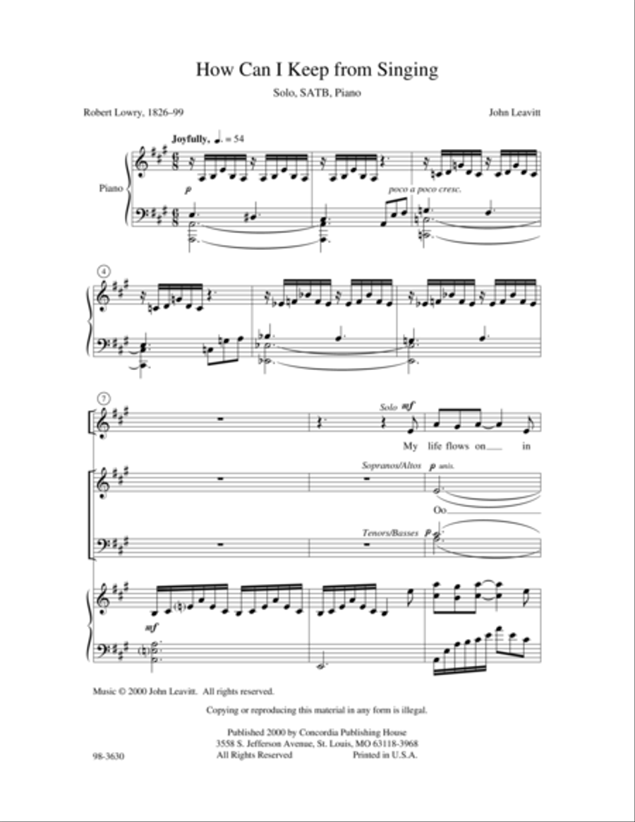 How Can I Keep from Singing - SATB 4-Part scores gallery preview page 2