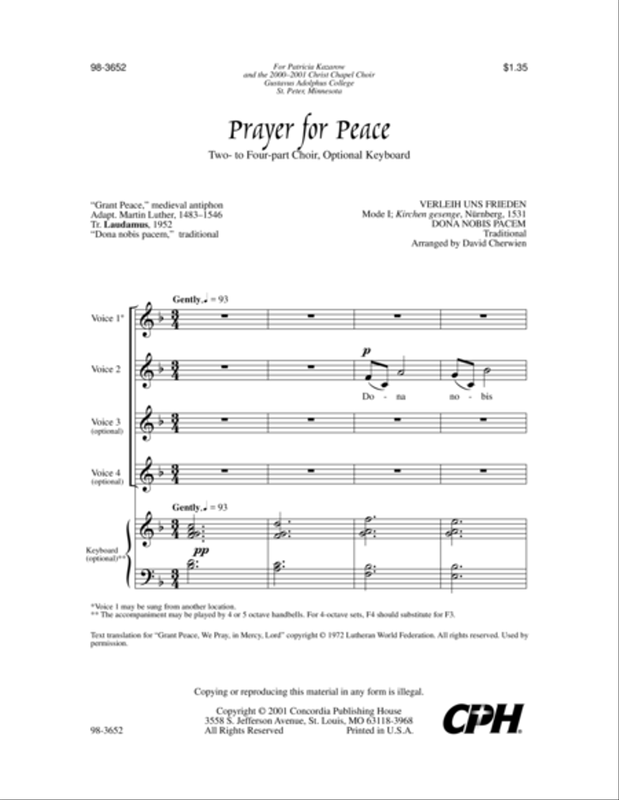 Prayer for Peace Choir scores gallery preview page 2