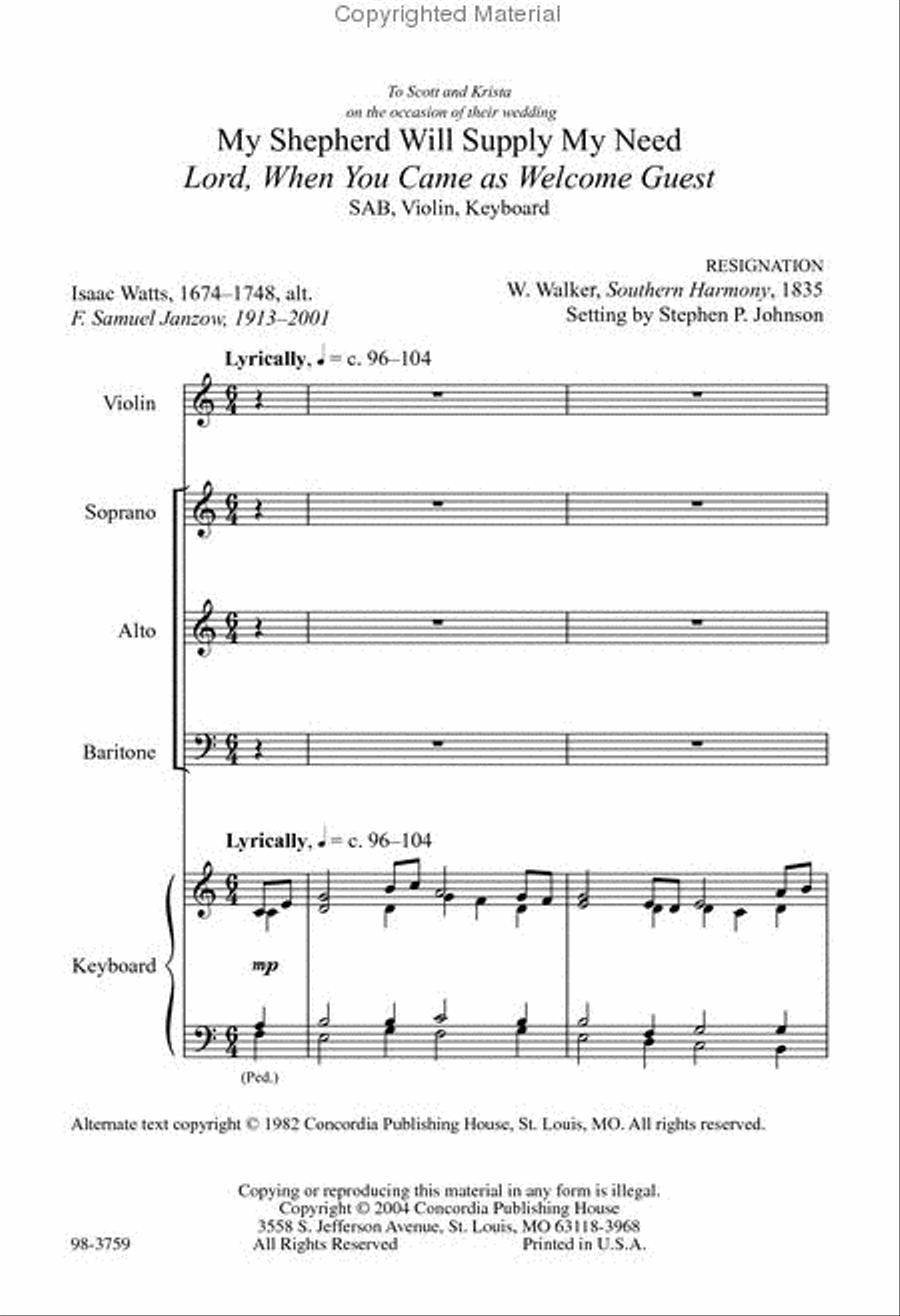 My Shepherd Will Supply My Need / Lord, When You Came Choir scores gallery preview page 2