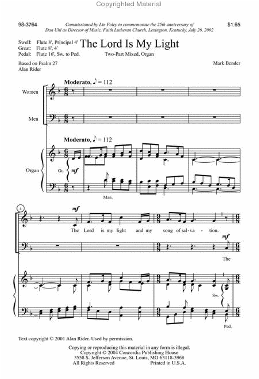 The Lord Is My Light (Bender) Choir scores gallery preview page 2