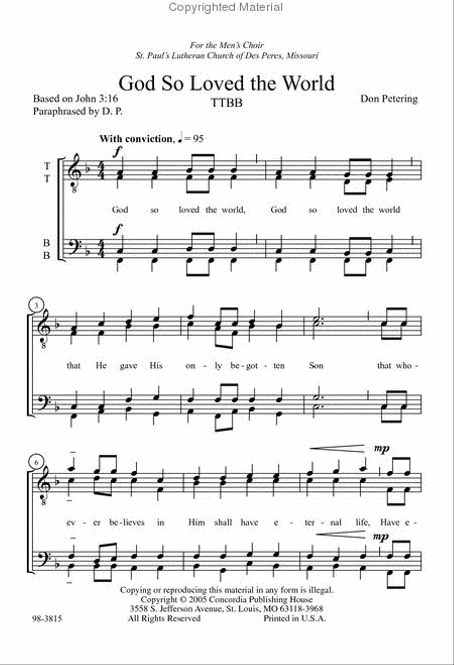 God So Loved the World (Petering) Choir scores gallery preview page 2