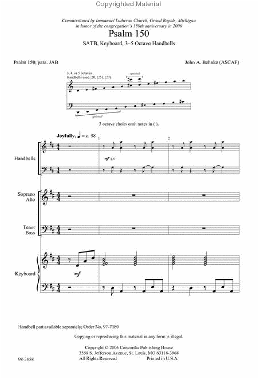 Psalm 150 (Behnke) Choir scores gallery preview page 2