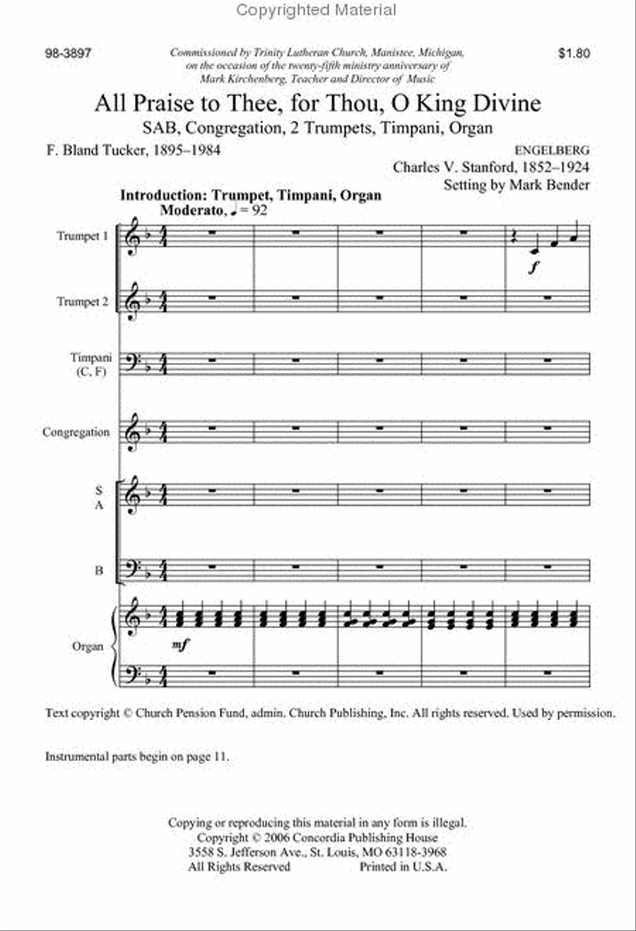 All Praise to Thee, for Thou, O King Divine Choir scores gallery preview page 2