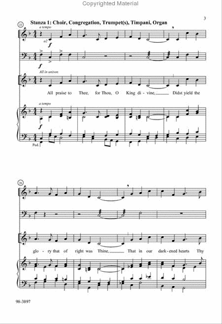 All Praise to Thee, for Thou, O King Divine Choir scores gallery preview page 3