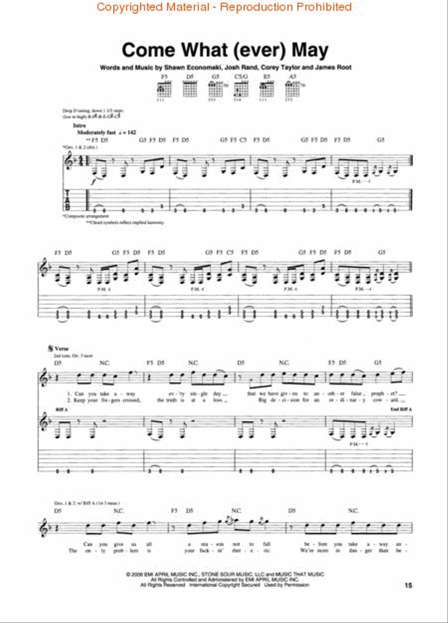 Stone Sour - Come What(ever) May Electric Guitar scores gallery preview page 3
