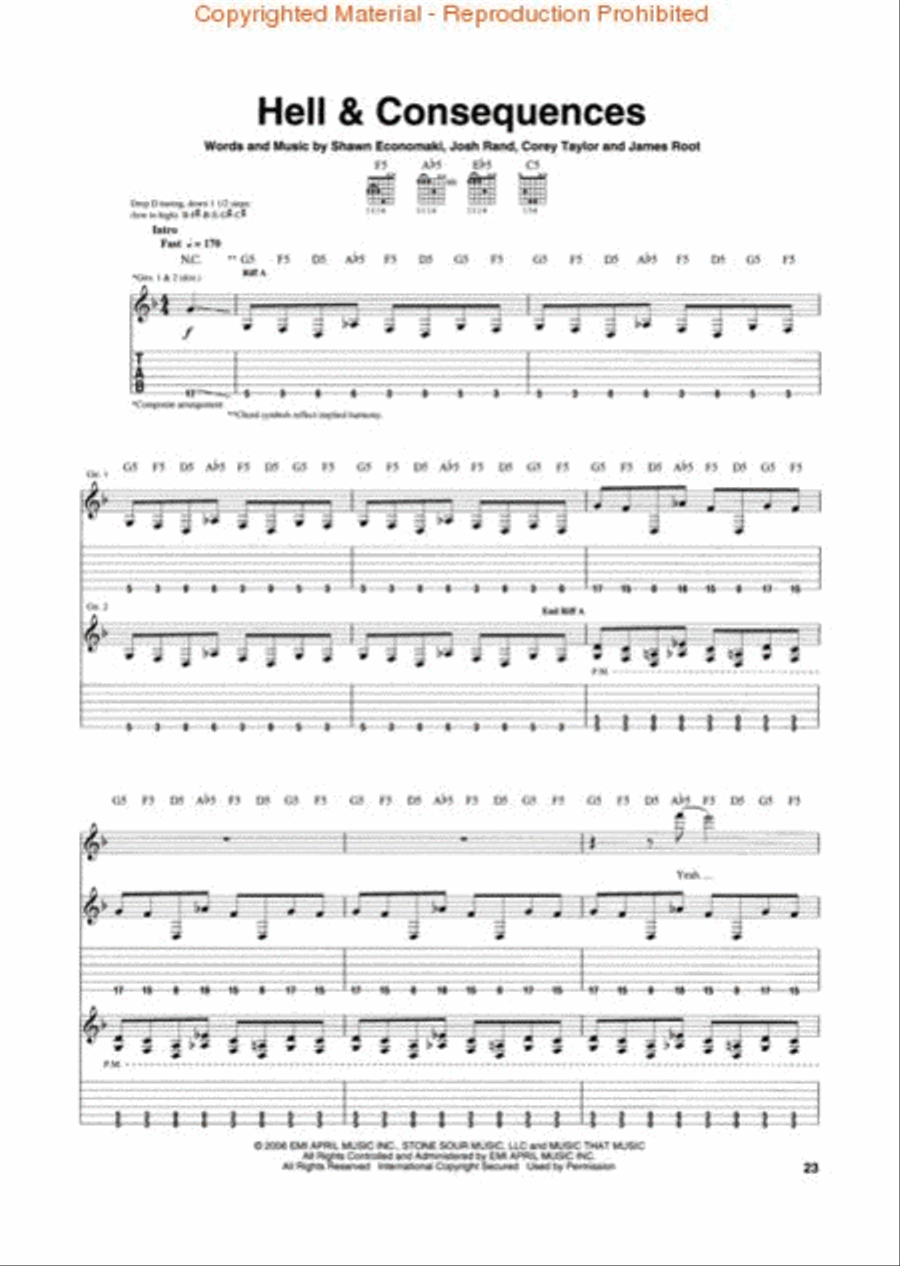 Stone Sour - Come What(ever) May Electric Guitar scores gallery preview page 4