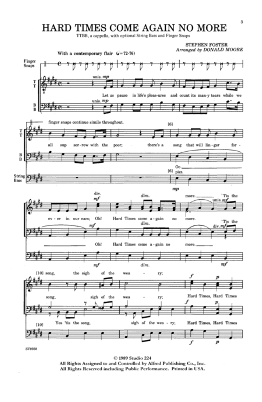 Hard Times Come Again No More Men's Choir scores gallery preview page 2