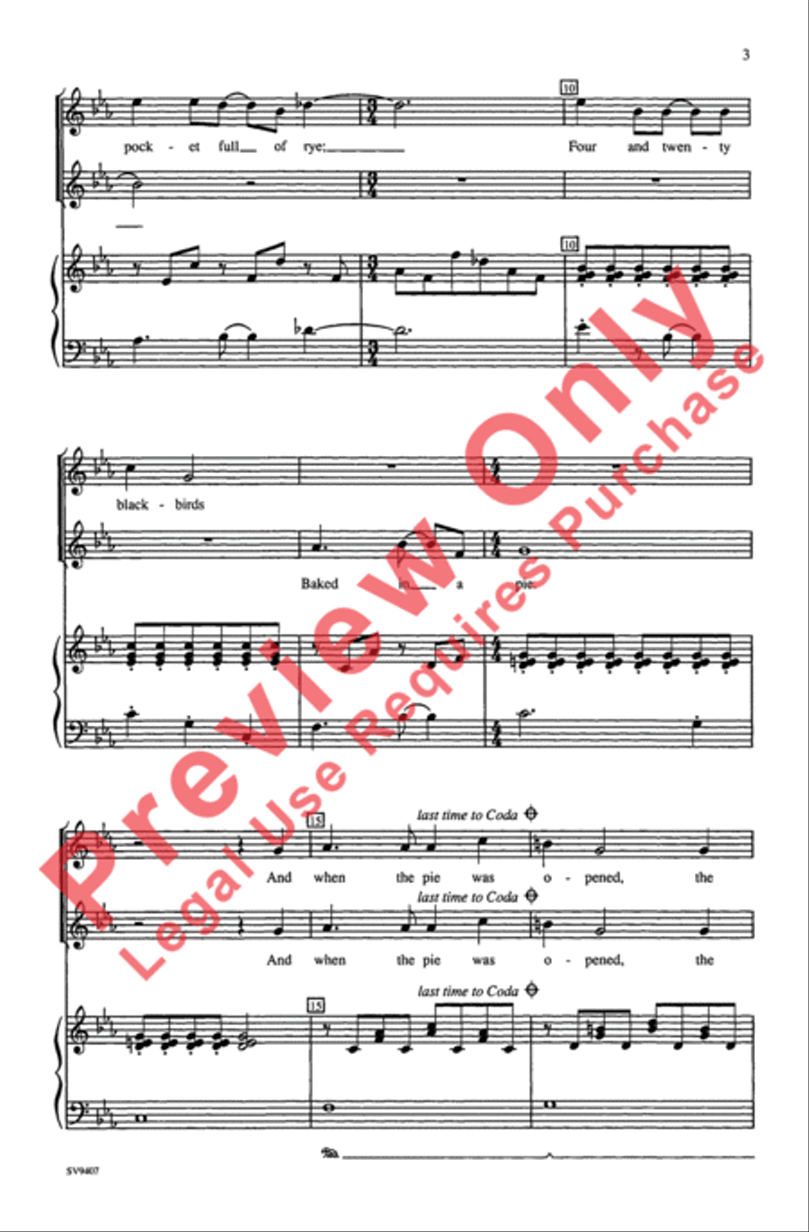 Sing a Song of Sixpence Sing a Song of Sixpence 2-Part scores gallery preview page 3