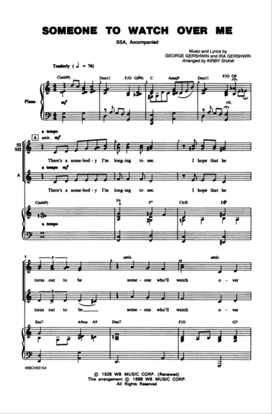Someone to Watch Over Me Someone to Watch Over Me Women's Choir scores gallery preview page 2
