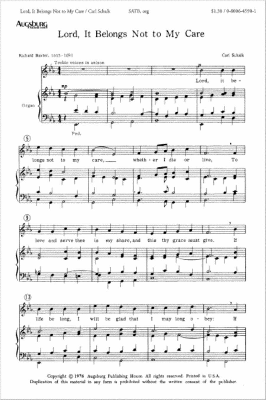 Lord, it Belongs Not to My Care 4-Part scores gallery preview page 1