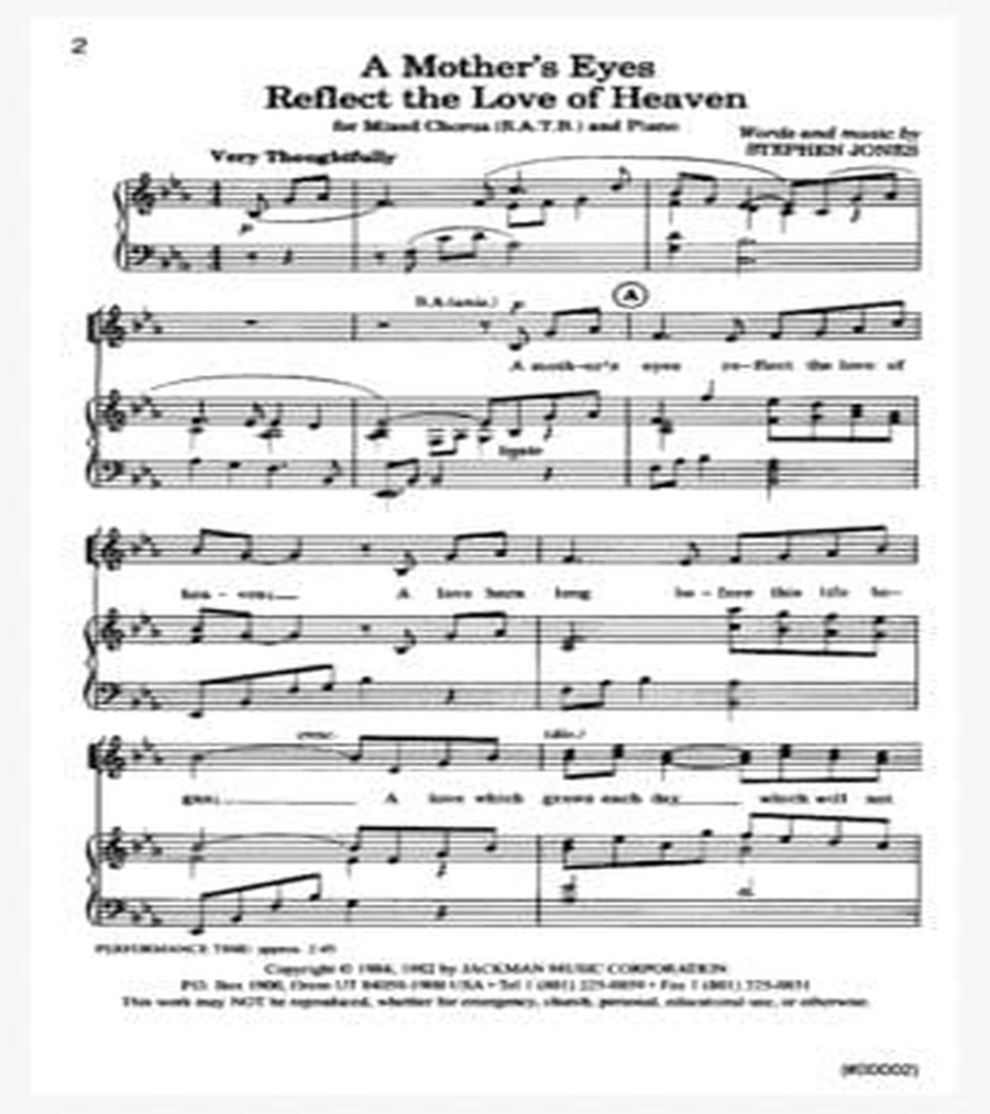 A Mother's Eyes Reflect the Love of Heaven - SATB A Mother's Eyes Reflect the Love of Heaven - SATB 4-Part scores gallery preview page 2