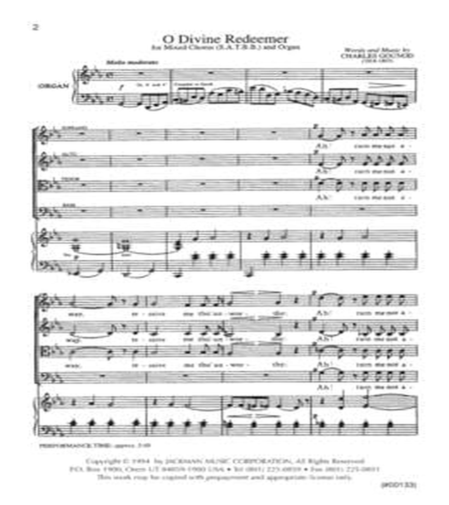 O Divine Redeemer - SATBB and Organ 4-Part scores gallery preview page 2