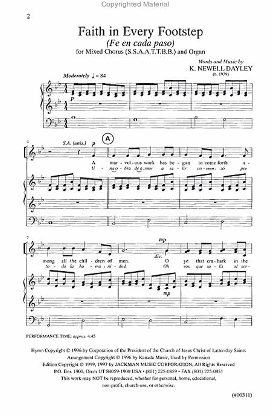 Faith in Every Footstep (Fe en cada paso) - SSAATTBB & organ SSAATTBB scores gallery preview page 2
