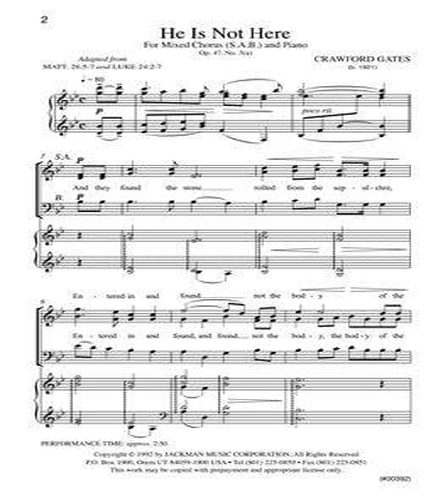 He Is Not Here - SAB He Is Not Here - SAB 3-Part scores gallery preview page 2