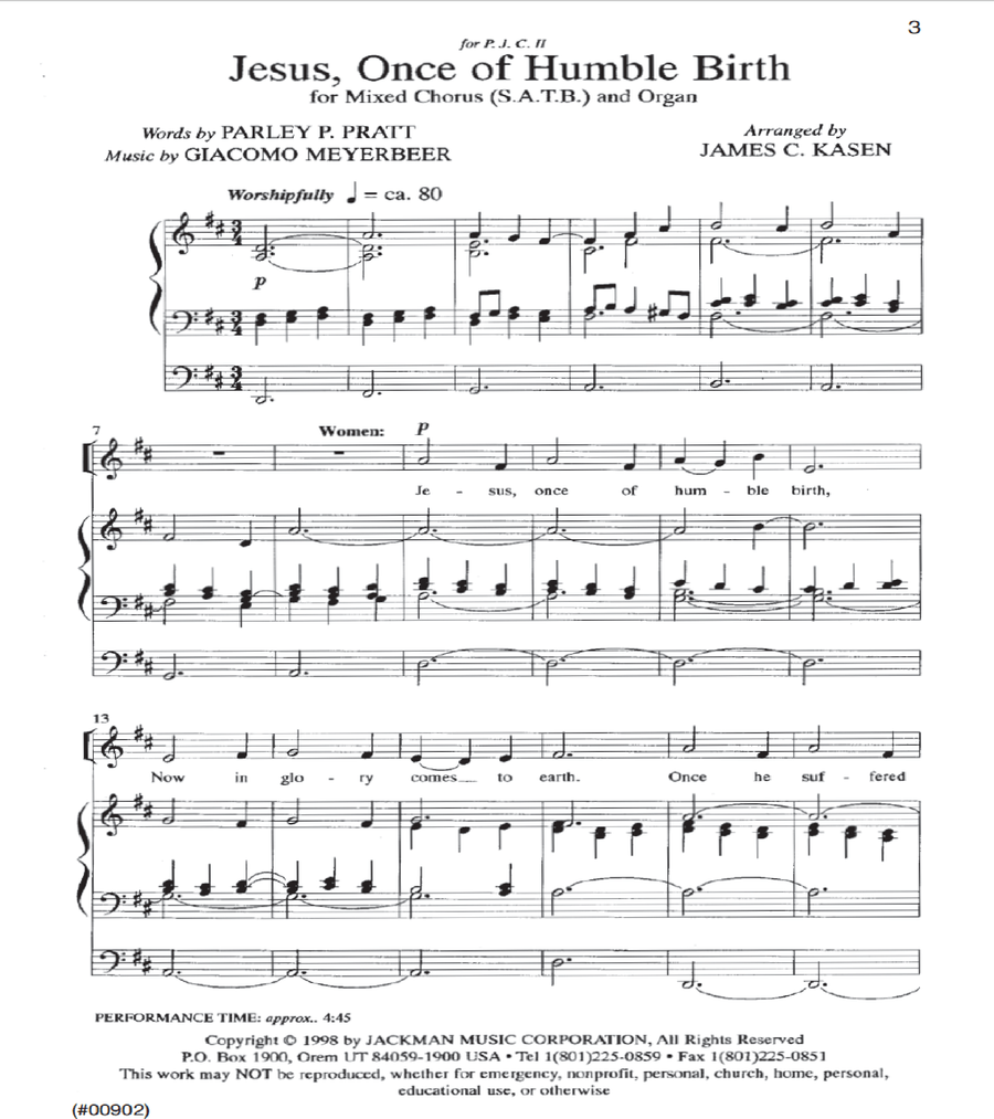 Jesus, Once of Humble Birth - SATB - Kasen 4-Part scores gallery preview page 2