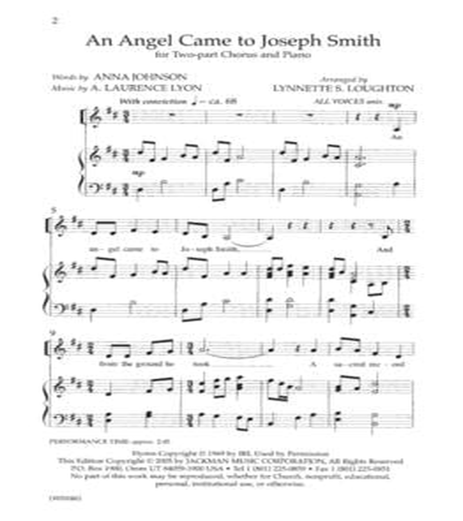 An Angel Came To Joseph Smith - 2-Part TB scores gallery preview page 2