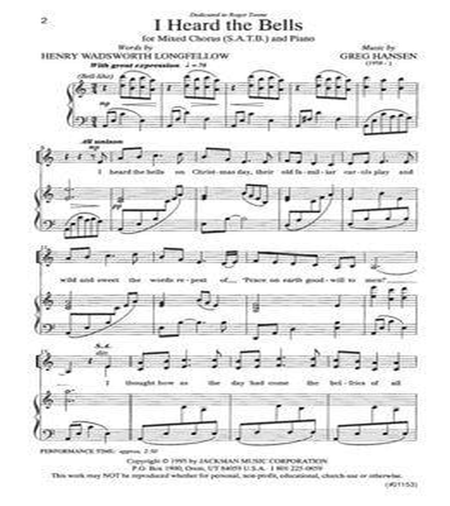I Heard the Bells on Christmas Day - SATB - Hansen 4-Part scores gallery preview page 2
