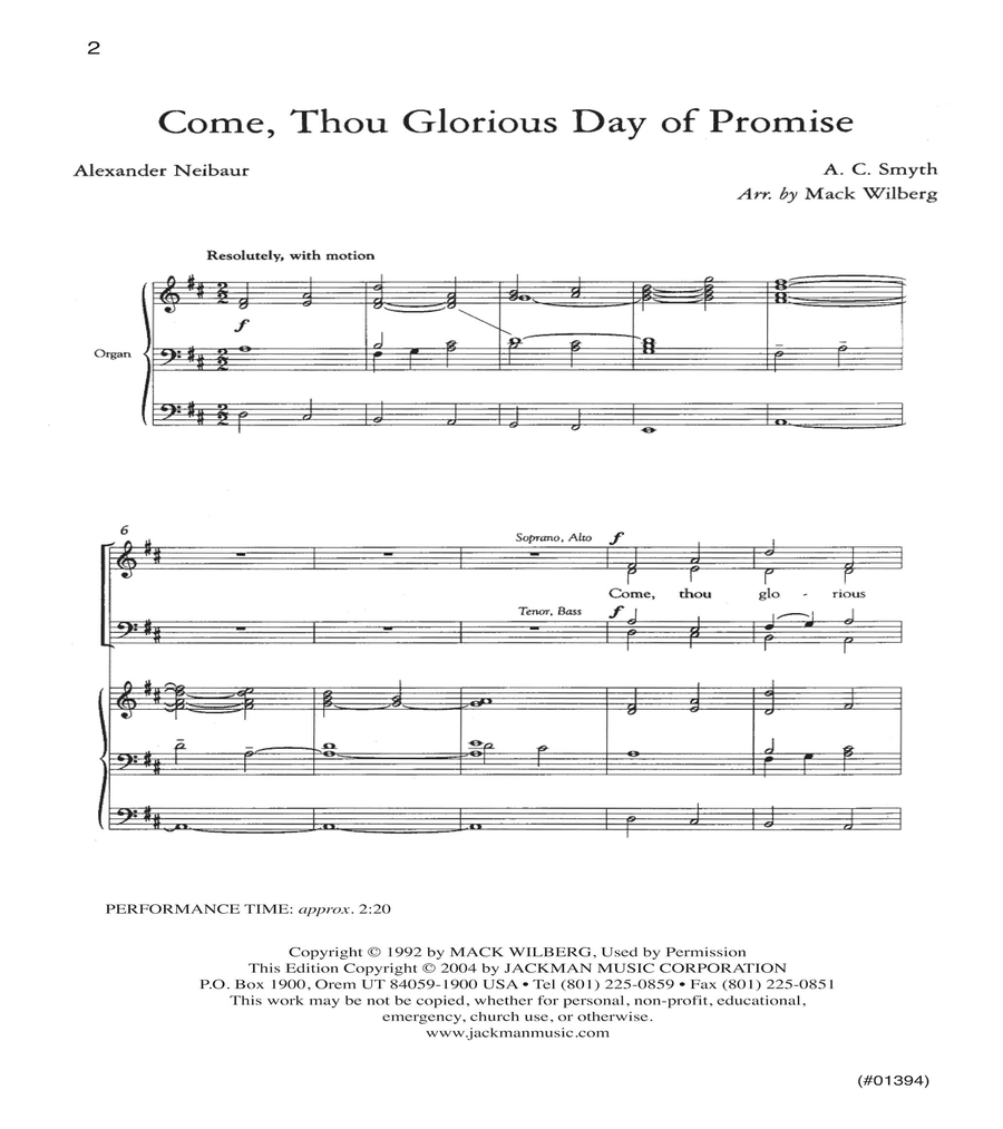 Come Thou Glorious Day of Promise - SATB 4-Part scores gallery preview page 2