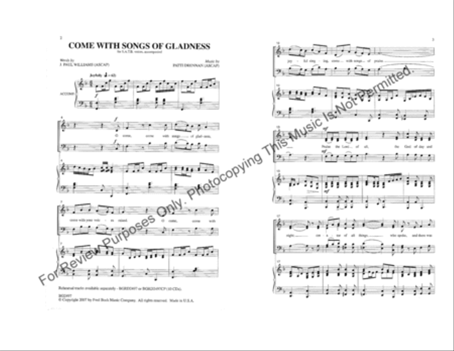 Come with Songs of Gladness 4-Part scores gallery preview page 2