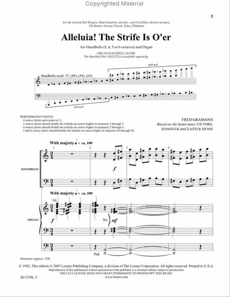 Alleluia! The Strife Is O'er - Organ/Handbell Score 5-Octaves scores gallery preview page 2
