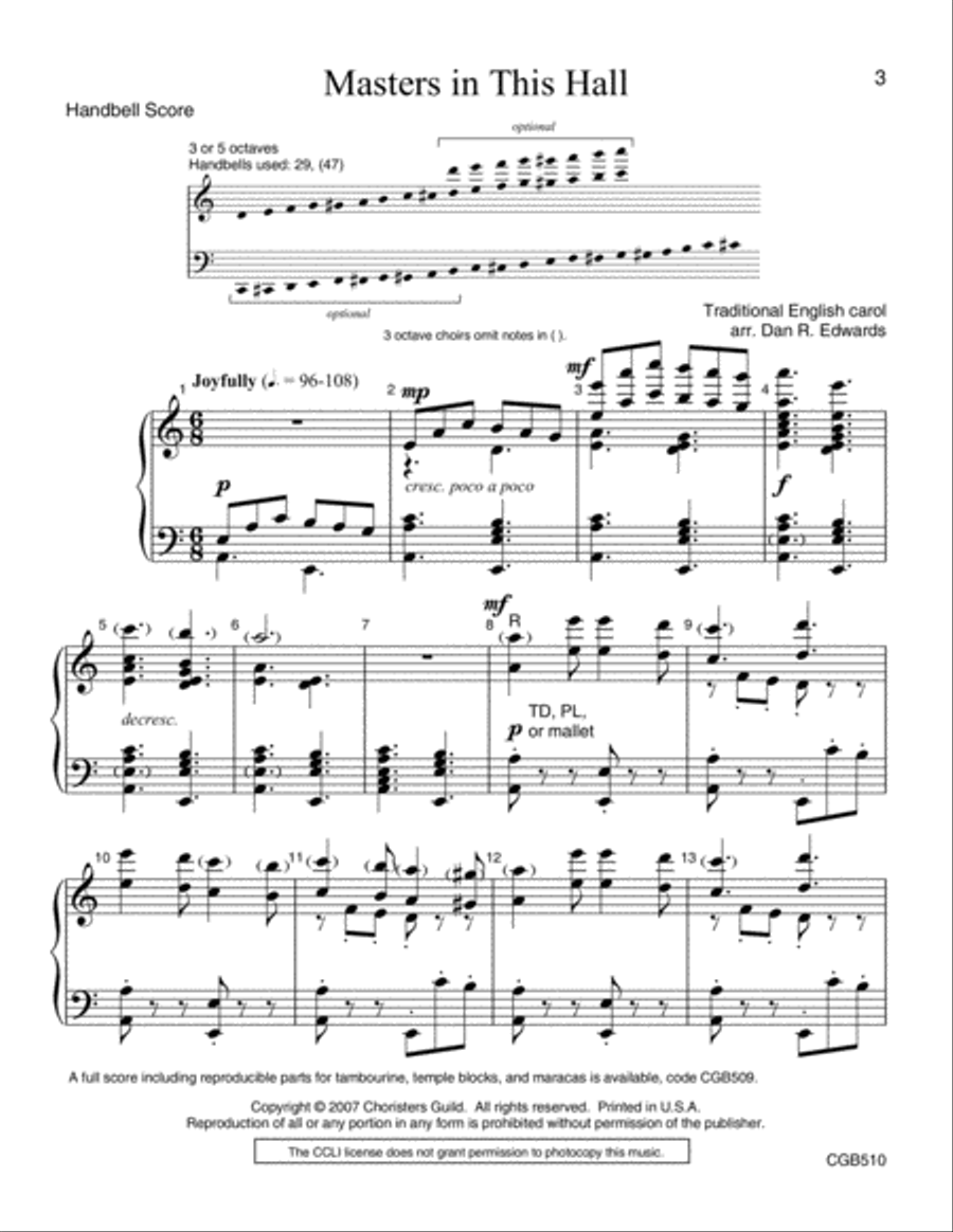 Masters In This Hall - Handbell Score 5-Octaves scores gallery preview page 2