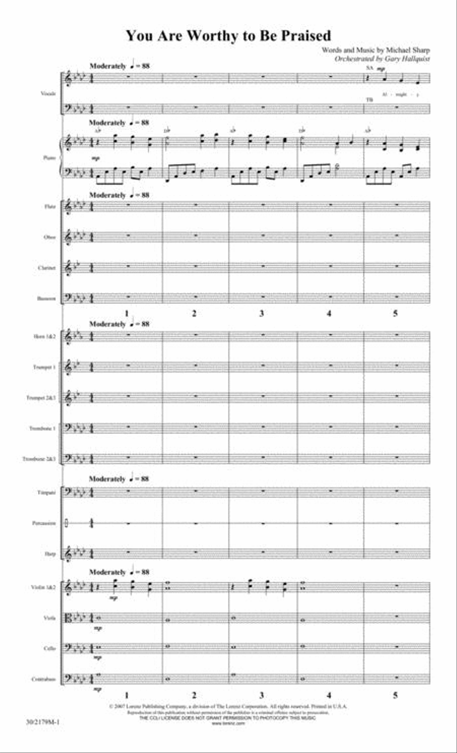 You Are Worthy to Be Praised - Orchestra Score/Parts Choir scores gallery preview page 2