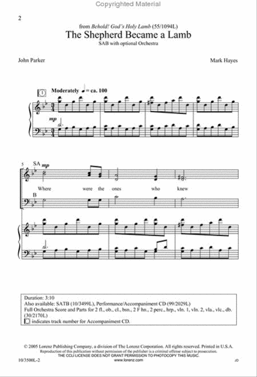 The Shepherd Became a Lamb 3-Part scores gallery preview page 2