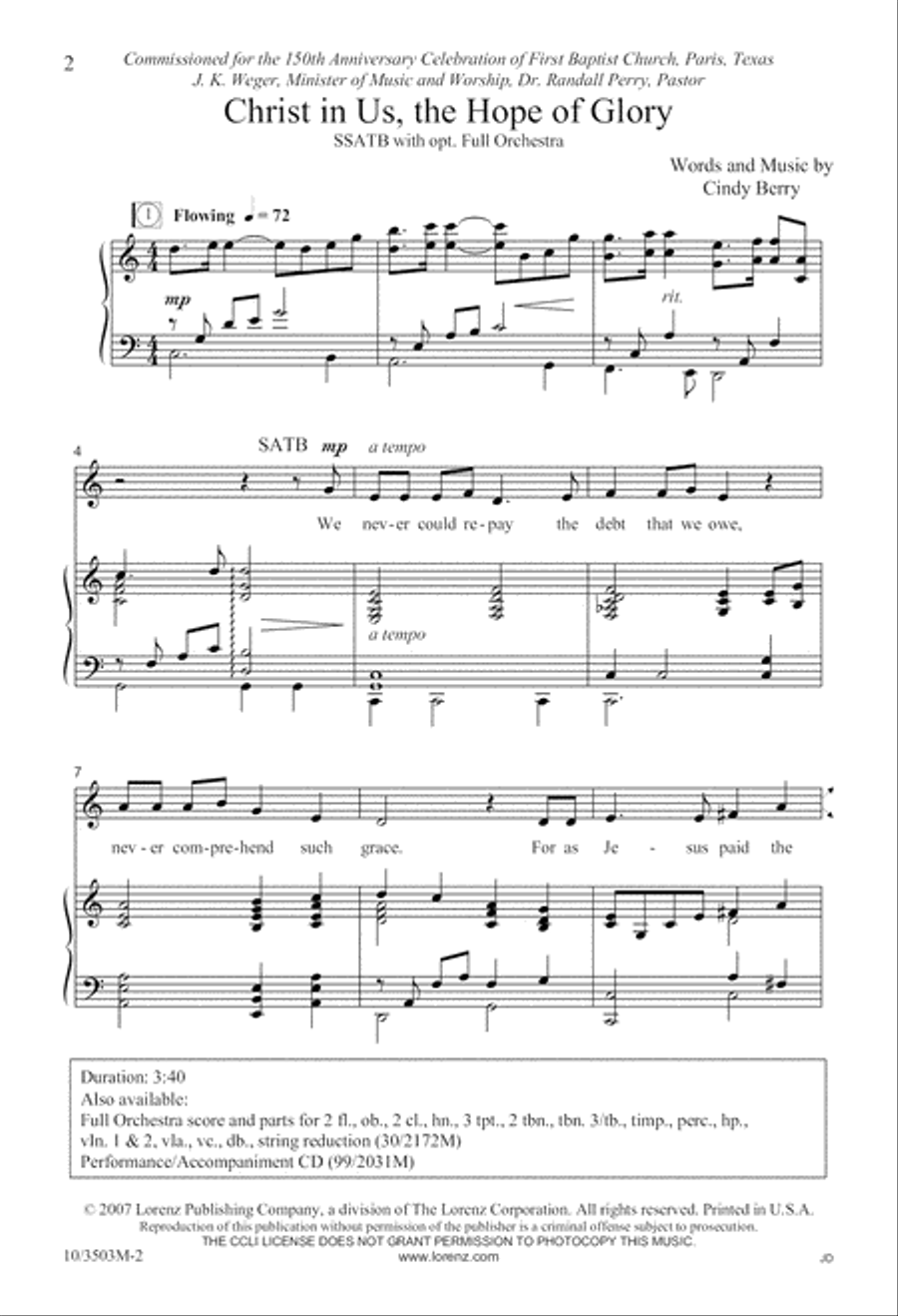 Christ in Us, the Hope of Glory SSATB scores gallery preview page 3
