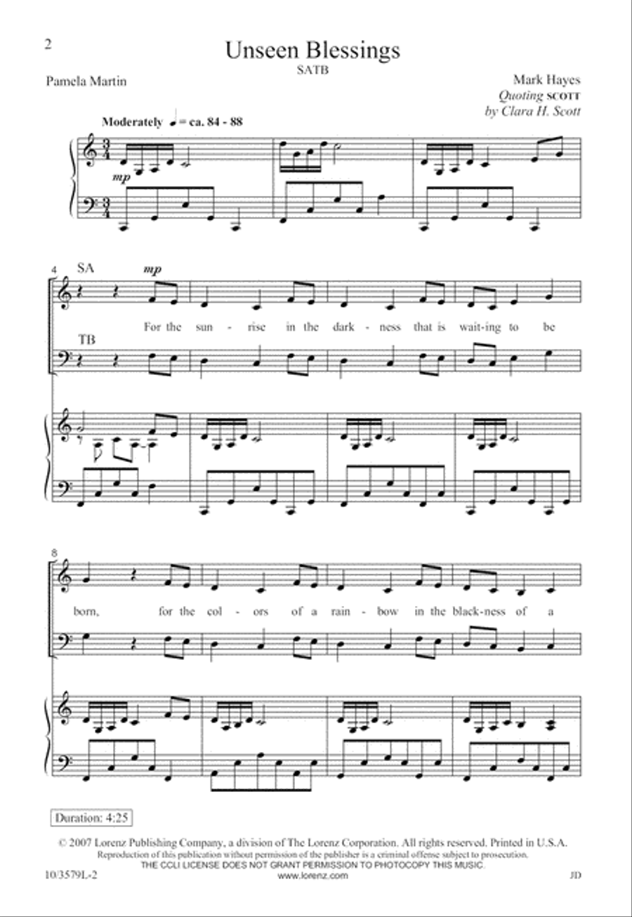 Unseen Blessings Unseen Blessings 4-Part scores gallery preview page 3