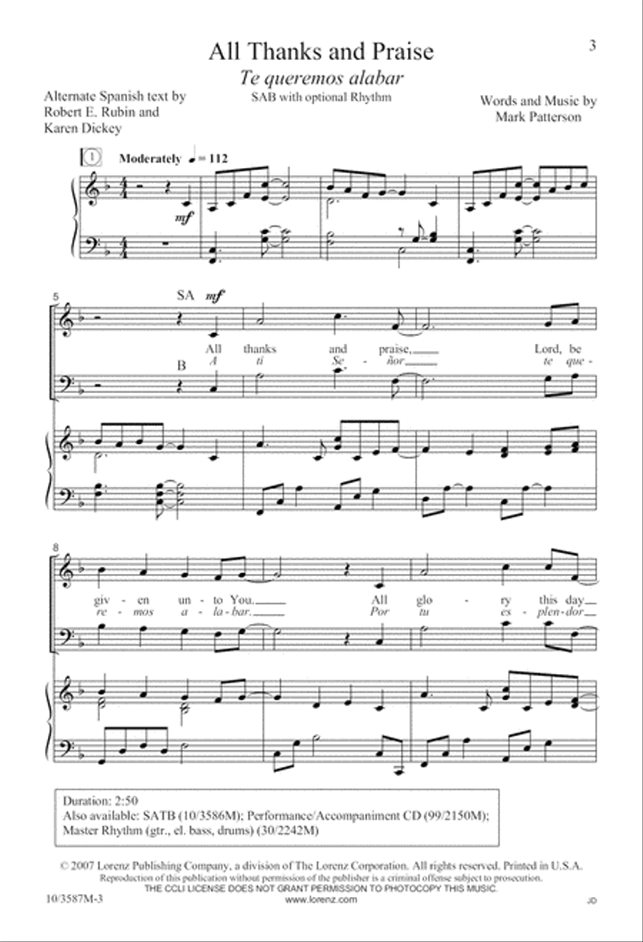 All Thanks and Praise All Thanks and Praise 3-Part scores gallery preview page 4