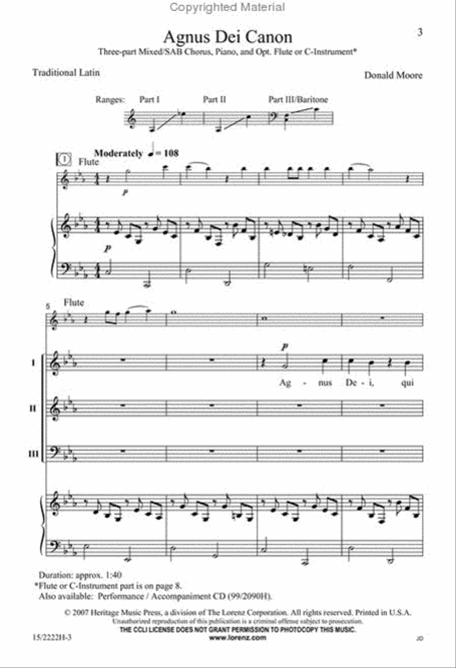 Agnus Dei Canon Agnus Dei Canon 3-Part scores gallery preview page 2