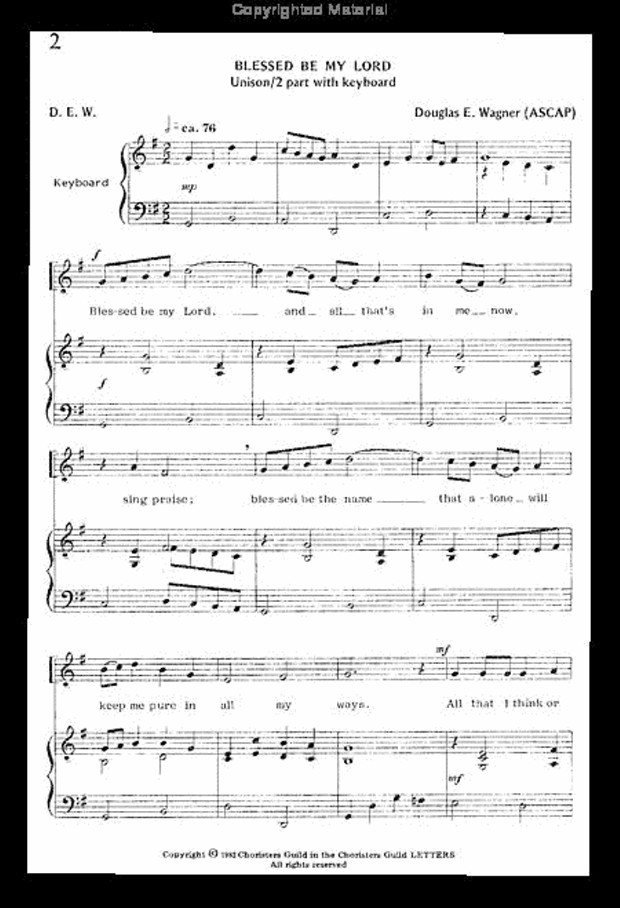 Blessed Be My Lord Unison Choir scores gallery preview page 2