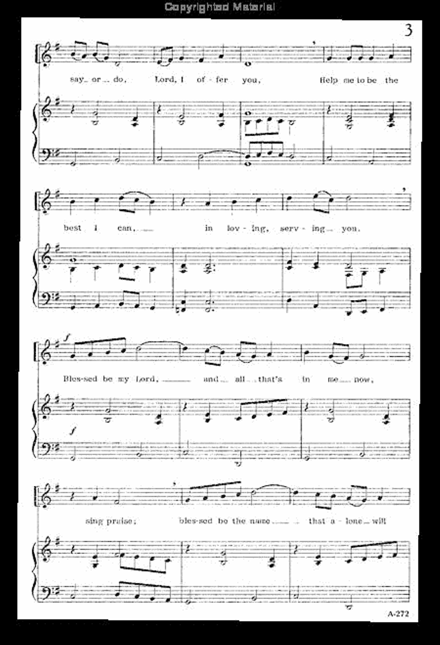 Blessed Be My Lord Unison Choir scores gallery preview page 3