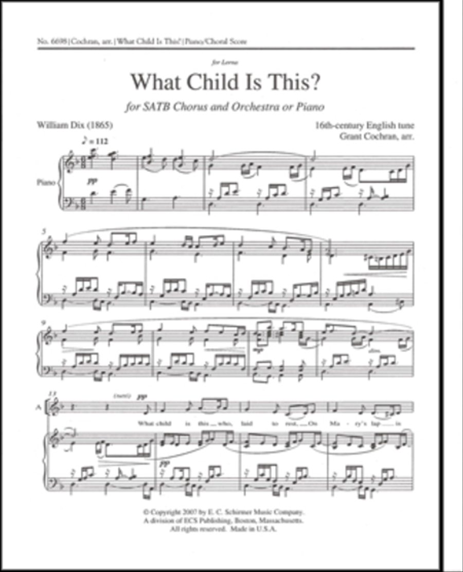 What Child is This? (Piano/Choral Score) 4-Part scores gallery preview page 1