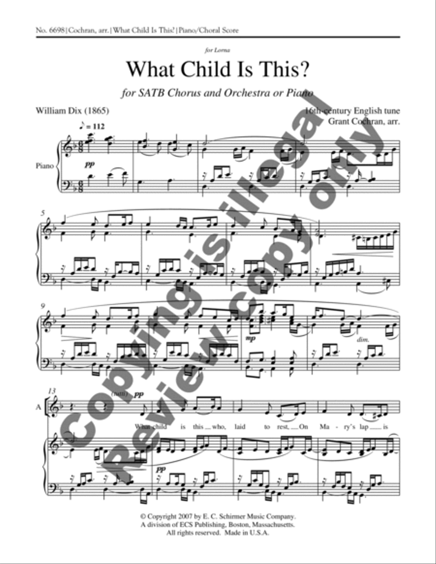 What Child is This? (Piano/Choral Score) 4-Part scores gallery preview page 7