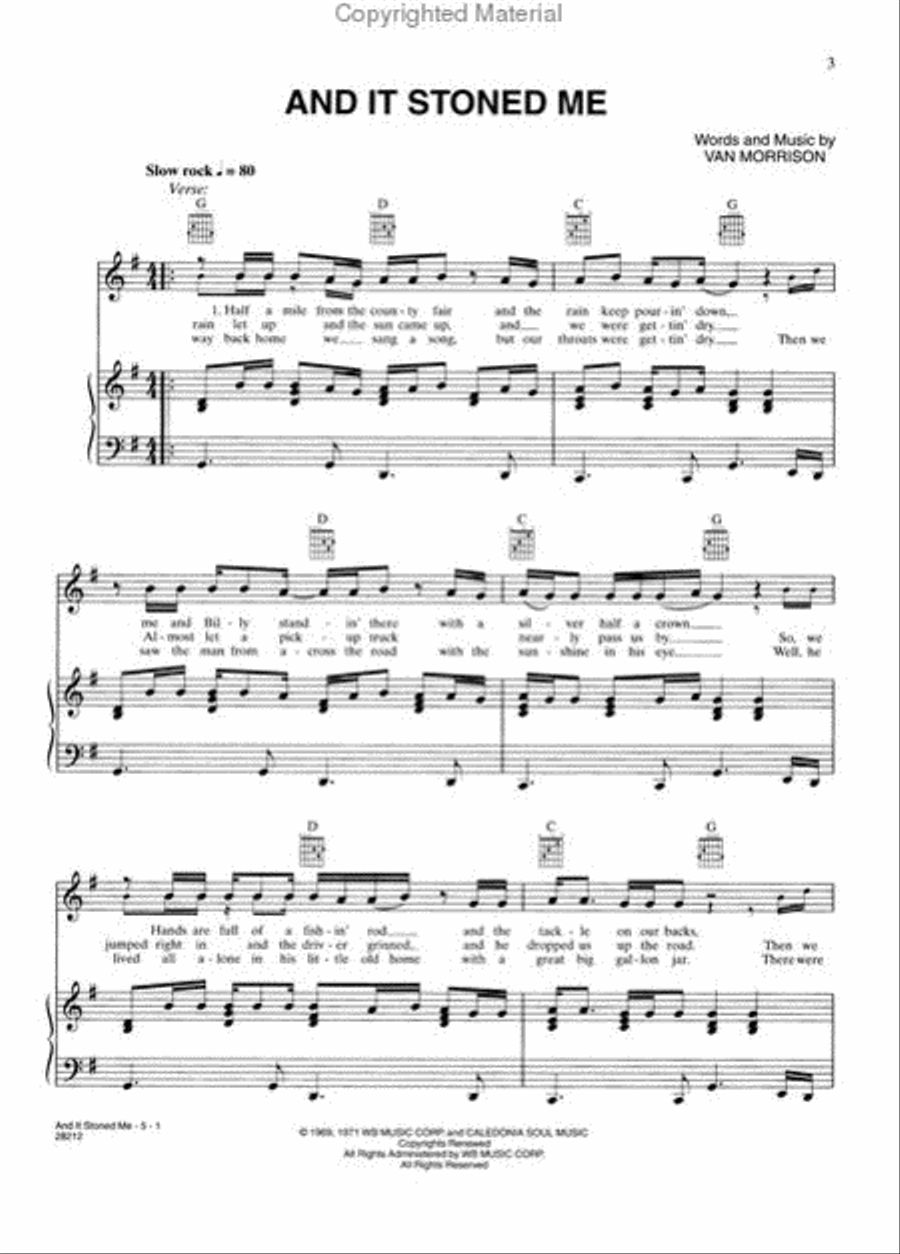 Van Morrison - Moondance Piano, Vocal, Guitar scores gallery preview page 2