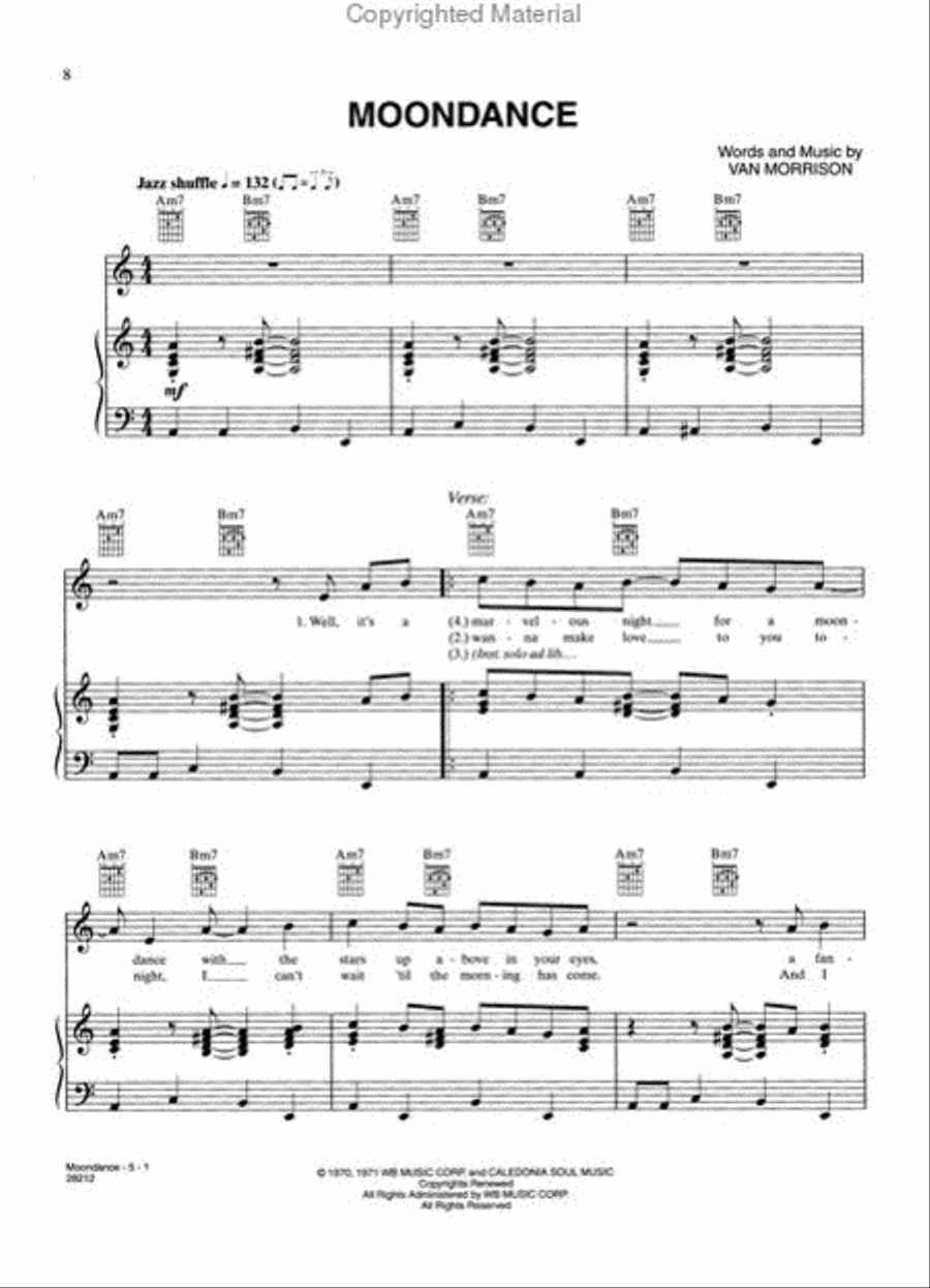 Van Morrison - Moondance Piano, Vocal, Guitar scores gallery preview page 3