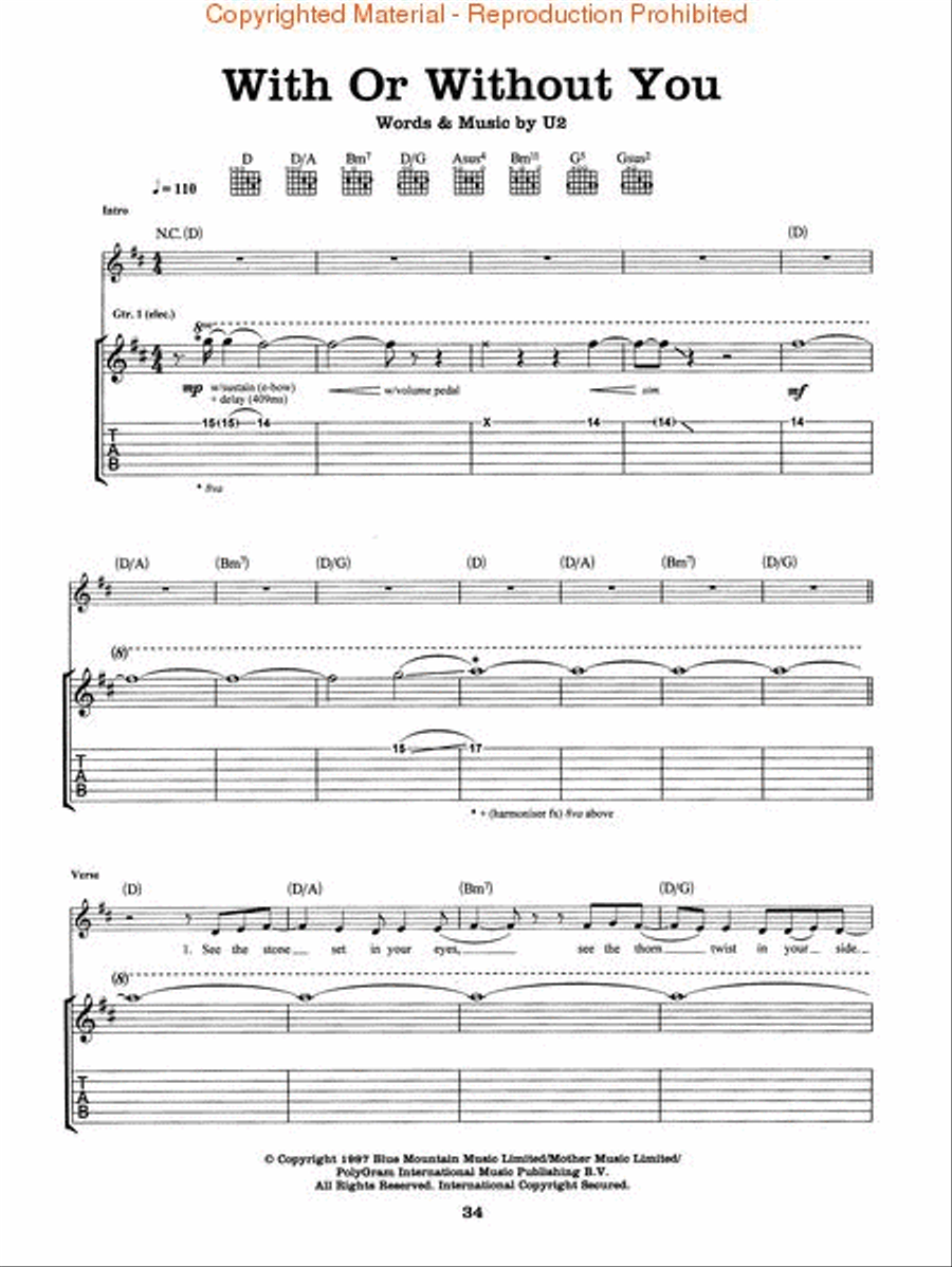U2 – 18 Singles Electric Guitar scores gallery preview page 3