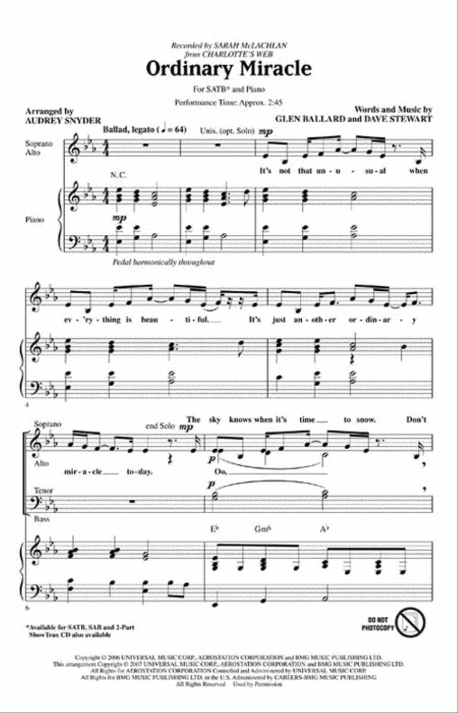 Ordinary Miracle Ordinary Miracle 4-Part scores gallery preview page 2