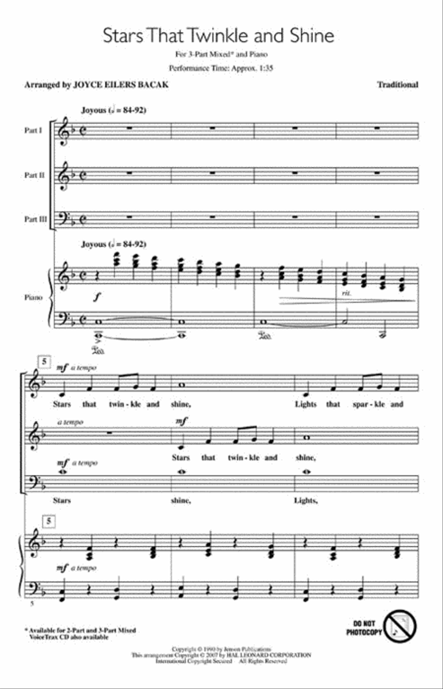 Stars That Twinkle and Shine 3-Part scores gallery preview page 2