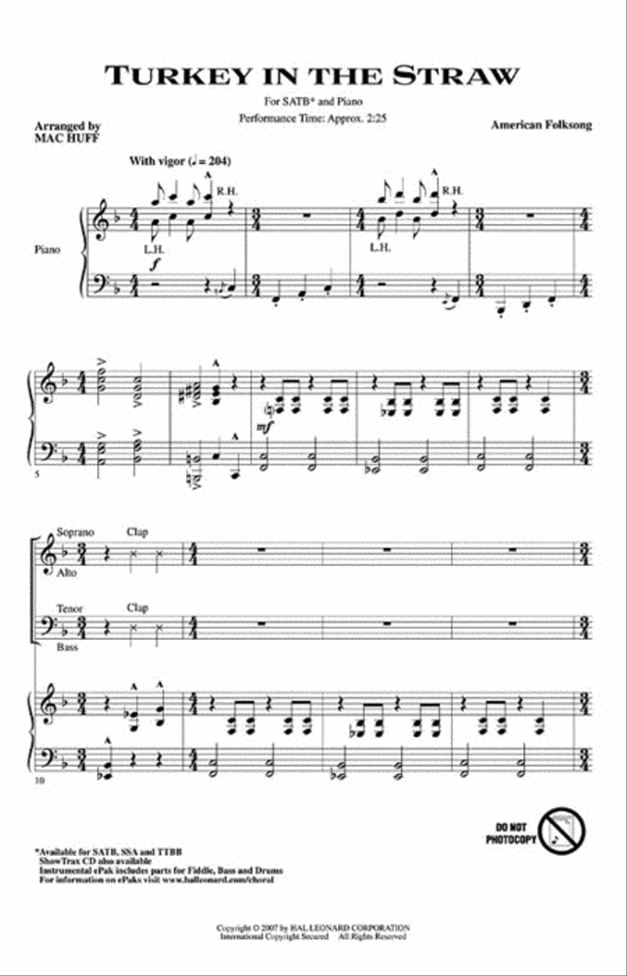 Turkey in the Straw Choir scores gallery preview page 2
