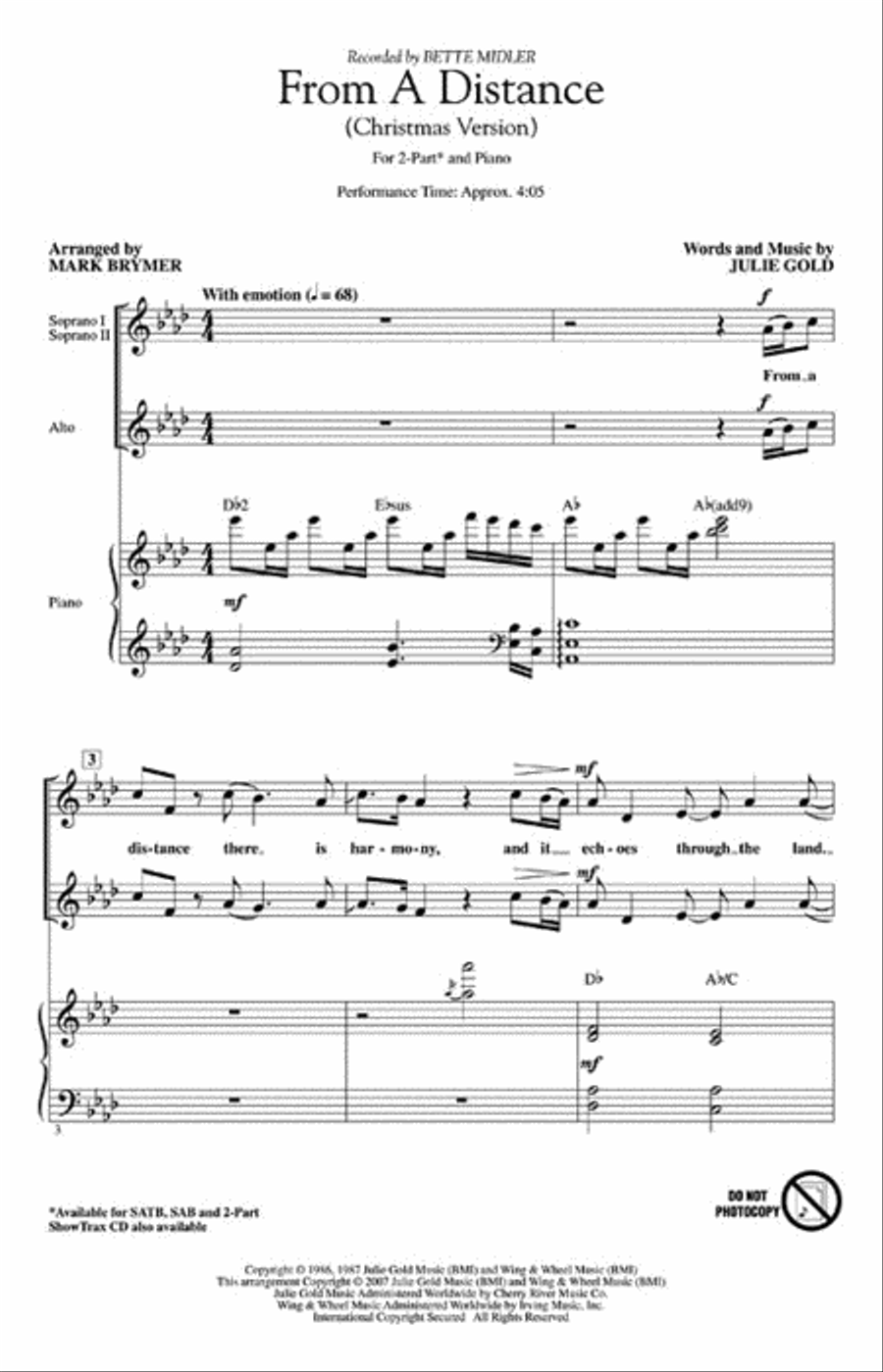 From a Distance (Christmas Version) 2-Part scores gallery preview page 2