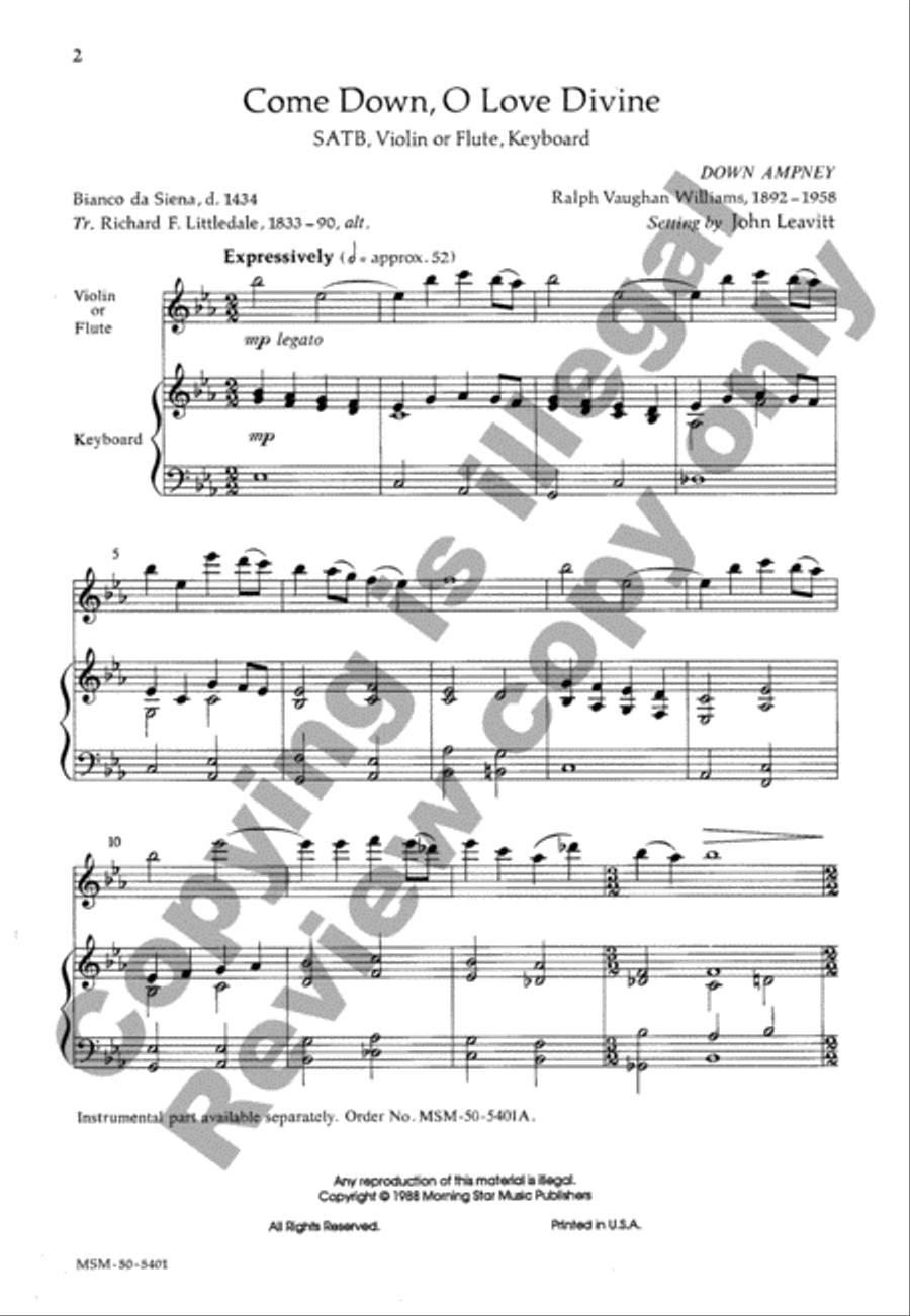 Come Down, O Love Divine Come Down, O Love Divine 4-Part scores gallery preview page 2