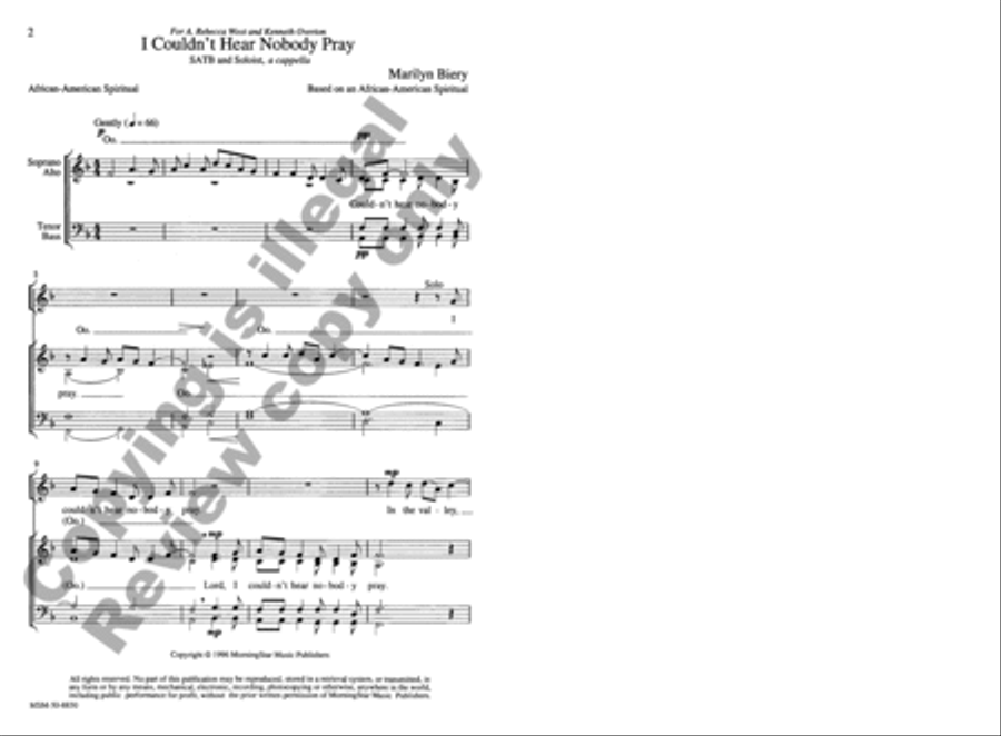 I Couldn't Hear Nobody Pray 4-Part scores gallery preview page 2